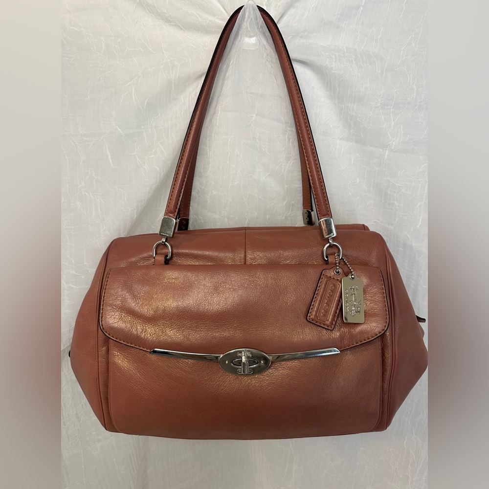 Coach Madison East/West Satchel Rose Leather Shoulder Bag - Picture 3 of 17